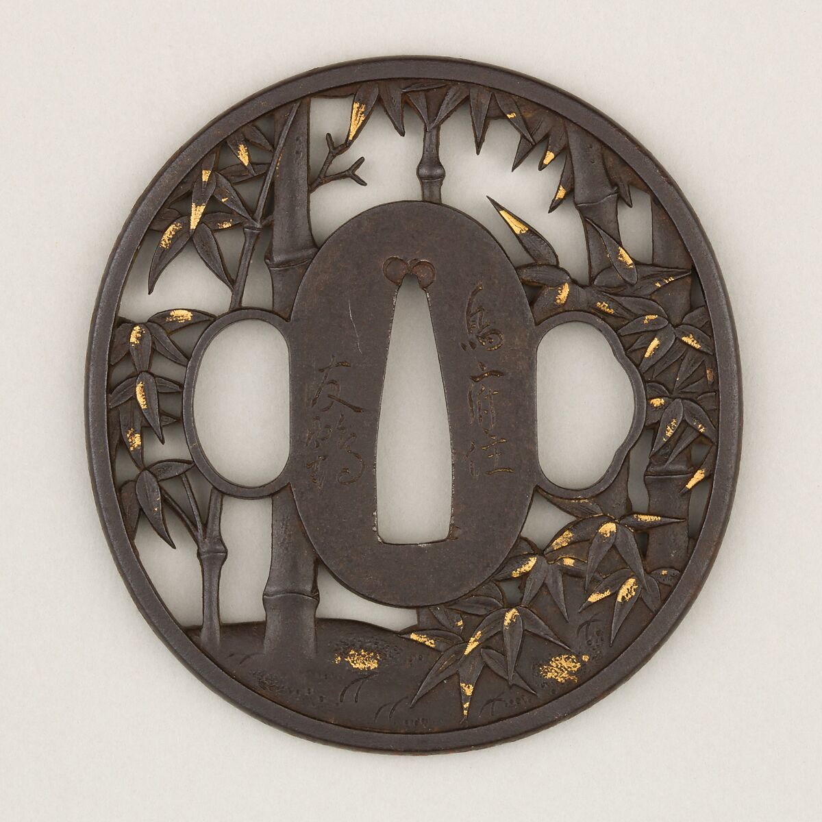 Sword Guard (<i>Tsuba</i>), Iron, gold, copper, Japanese 