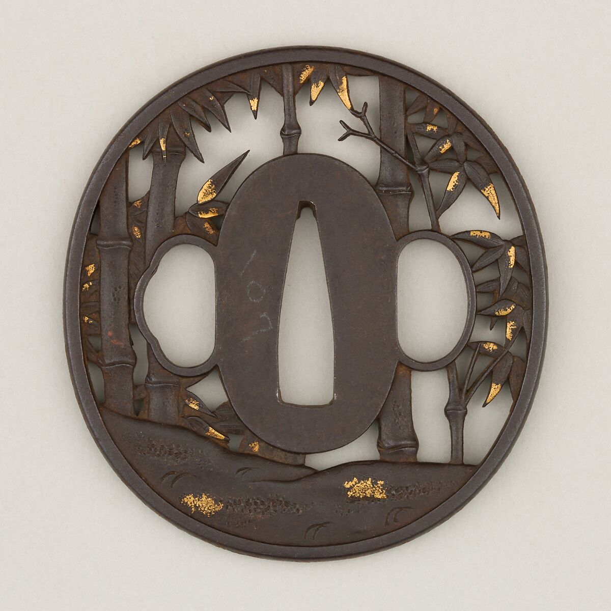 Sword Guard (<i>Tsuba</i>), Iron, gold, copper, Japanese
