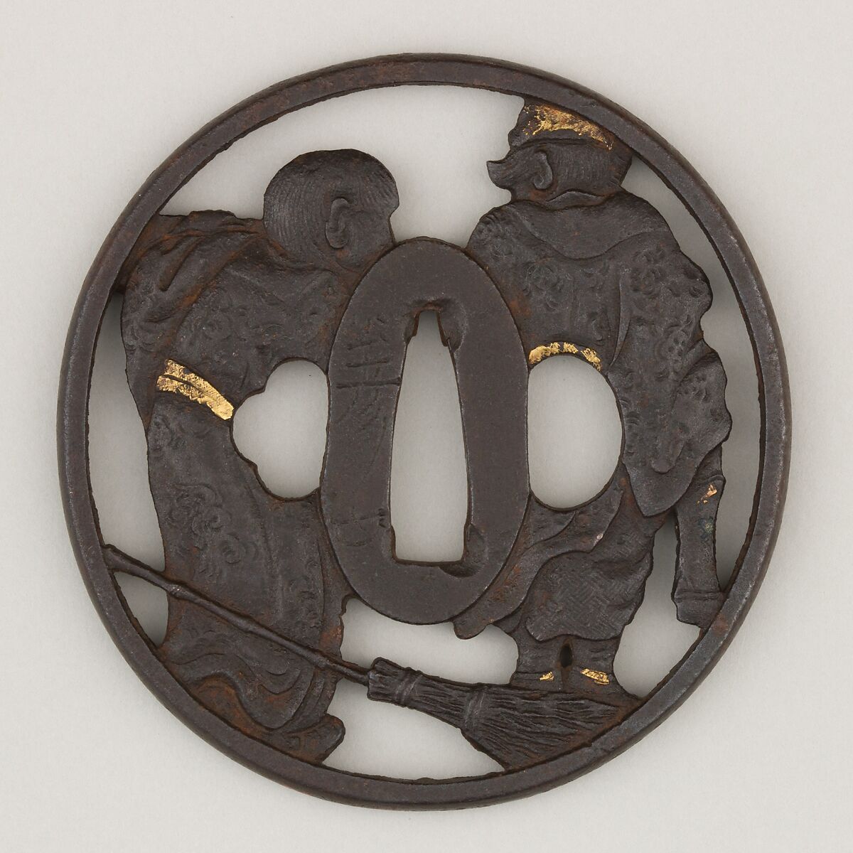 Sword Guard (<i>Tsuba</i>), Iron, gold, copper, Japanese
