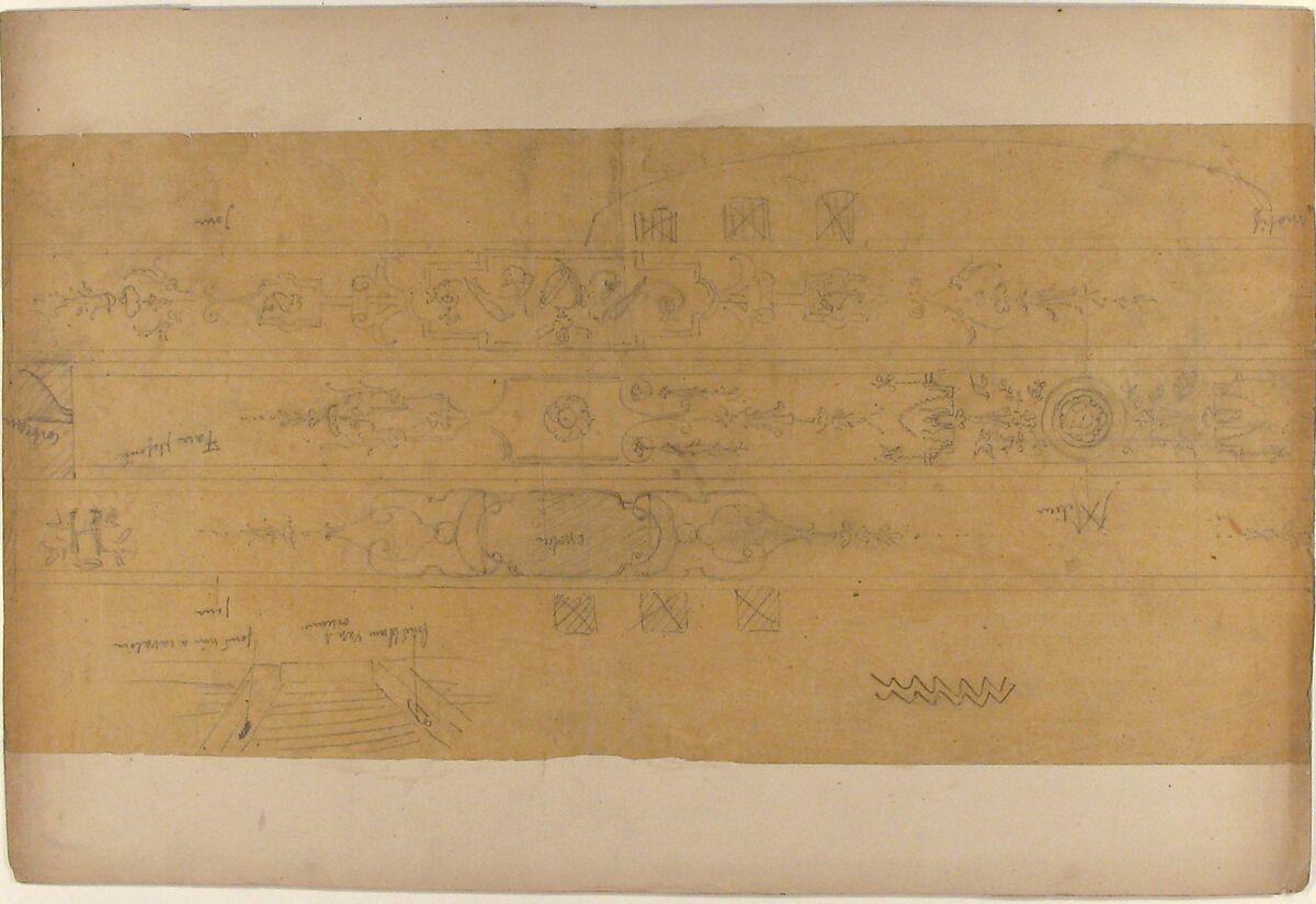 Design for Ceiling Decorations, Fontainebleau, Jules-Edmond-Charles Lachaise (French, died 1897), Graphite