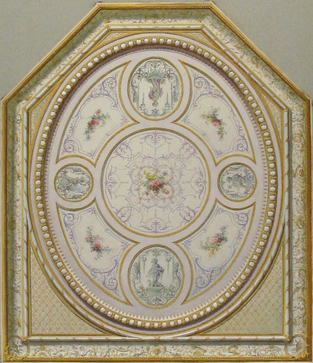 Ceiling Design, Jules-Edmond-Charles Lachaise (French, died 1897), Graphite, watercolor, gouache, and gilt