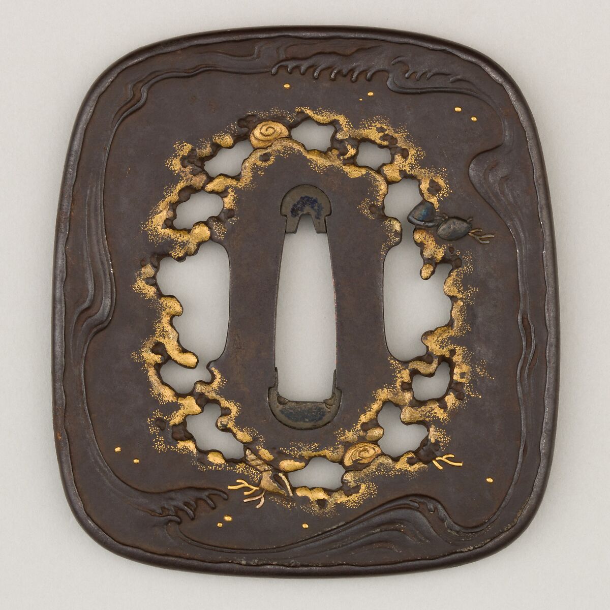 Sword Guard (<i>Tsuba</i>), Iron, gold, bronze, copper, Japanese 