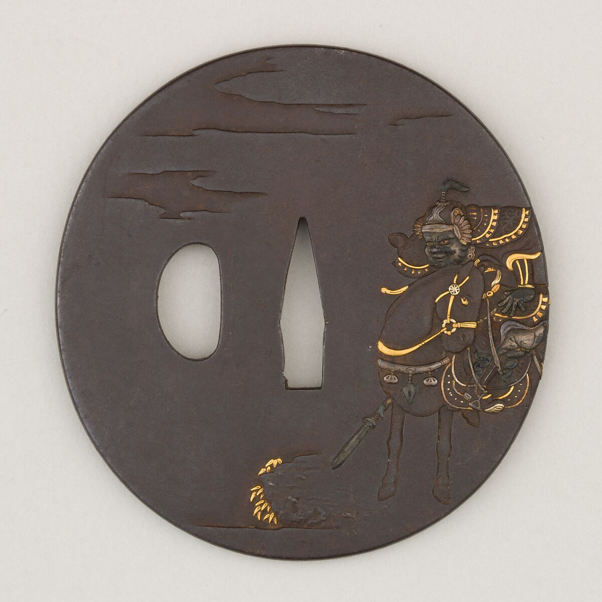 Sword Guard (<i>Tsuba</i>), Iron, gold, silver, copper, Japanese