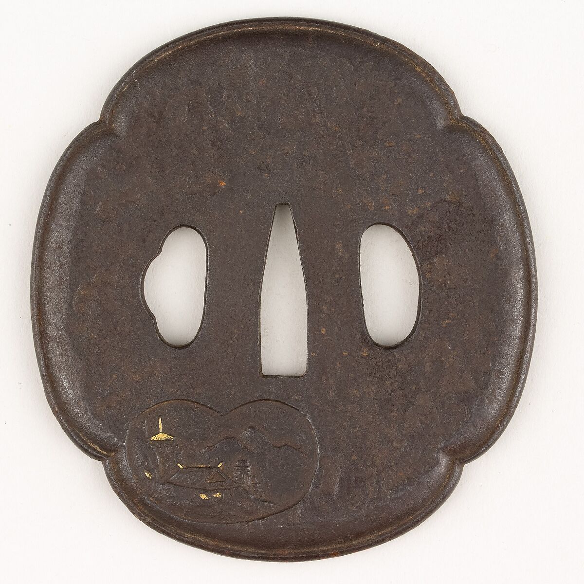 Sword Guard (<i>Tsuba</i>), Iron, gold, silver, Japanese