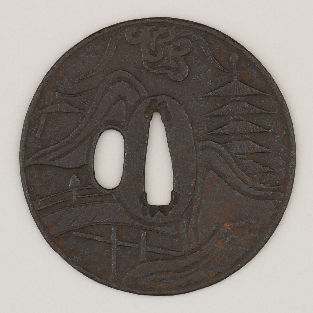 Sword Guard (<i>Tsuba</i>), Iron, copper, Japanese 