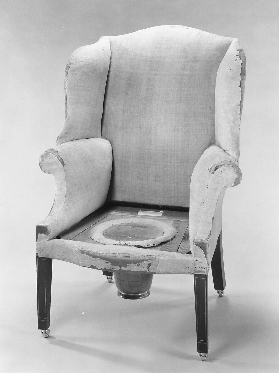 Easy Chair, Mahogany and pine with original muslin-covered foundation, American