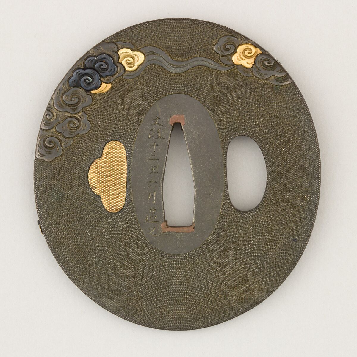 Sword Guard (<i>Tsuba</i>), Copper-silver alloy (shibuichi), copper-gold alloy (shakudō), gold, copper, Japanese