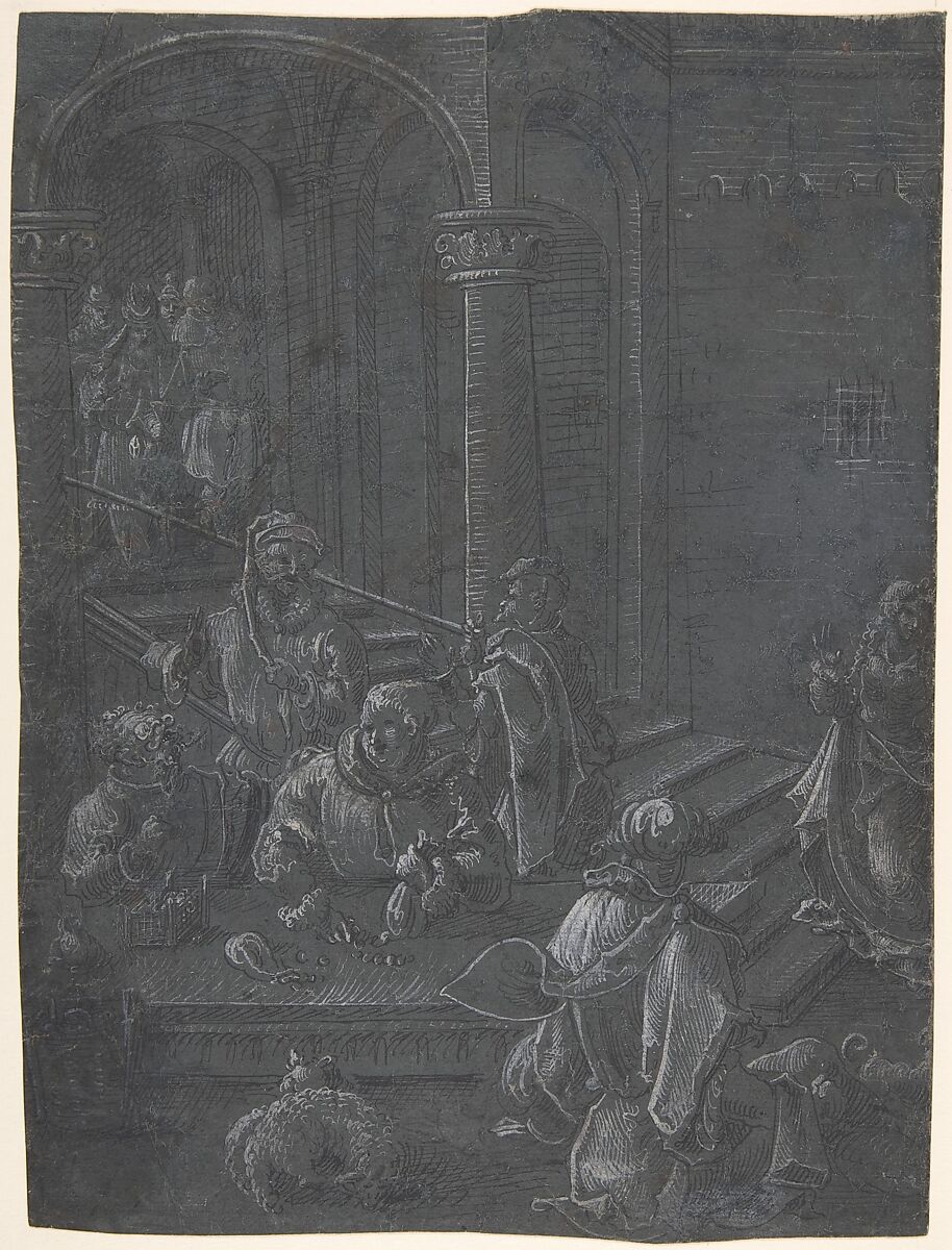 The Presentation of Mary in the Temple, Anonymous, Netherlandish, 16th century, Pen and gray ink, heightened with white gouache 