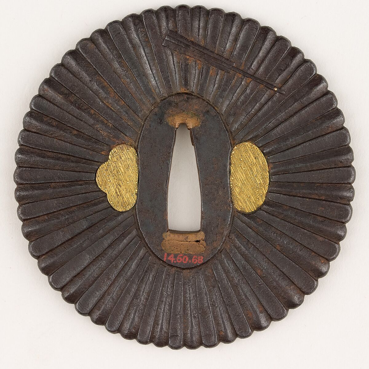 Sword Guard (<i>Tsuba</i>), Iron, gold, Japanese