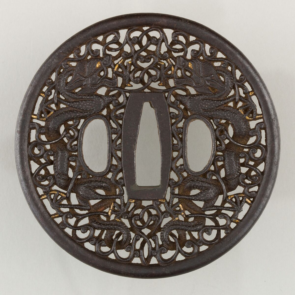 Sword Guard (<i>Tsuba</i>), Iron, gold, copper, Japanese