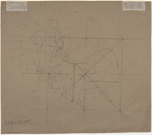 Two Seated Musicians (Recto); A Group of Figures Squared with Diagonal Lines (Verso), Camilo Innocenti (Italian, born 1861), Black chalk and graphite on heavy wove paper