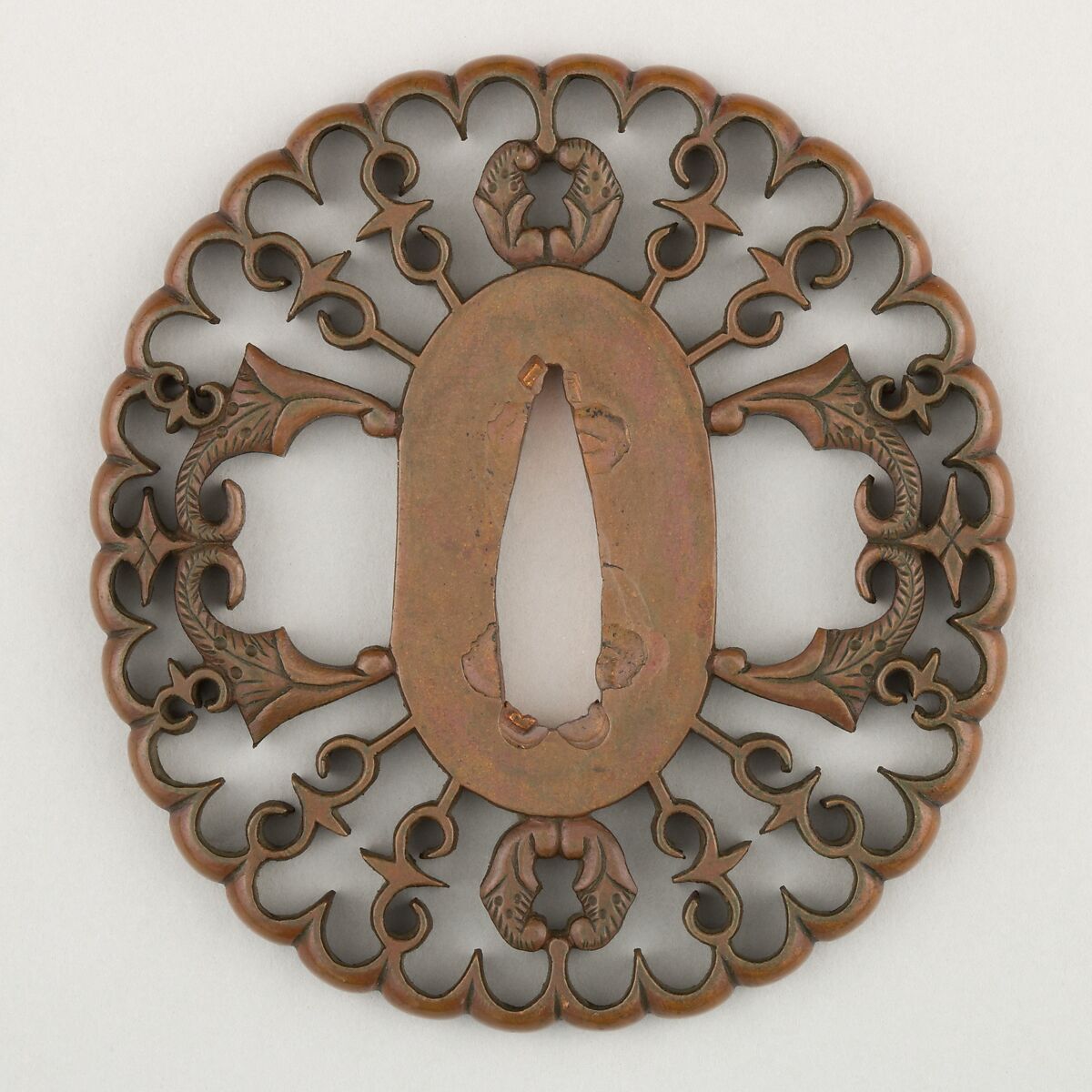 Sword Guard (<i>Tsuba</i>), Copper alloy (possibly bronze), copper, Japanese