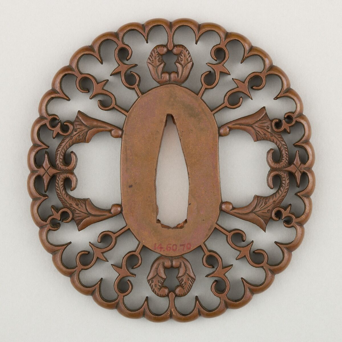 Sword Guard (<i>Tsuba</i>), Copper alloy (possibly bronze), copper, Japanese 