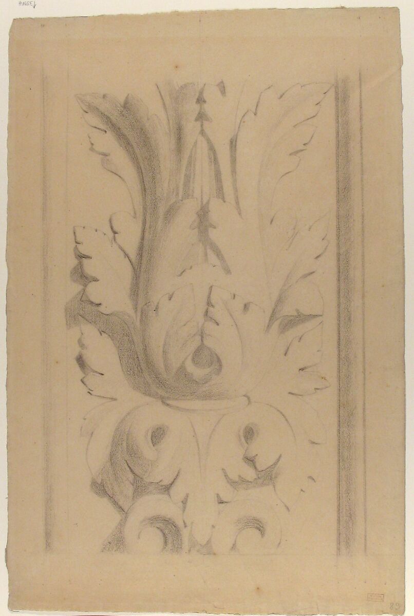 Architectural Motif:  Double Acanthus Fleuron, Georges Seurat (French, Paris 1859–1891 Paris), Black chalk