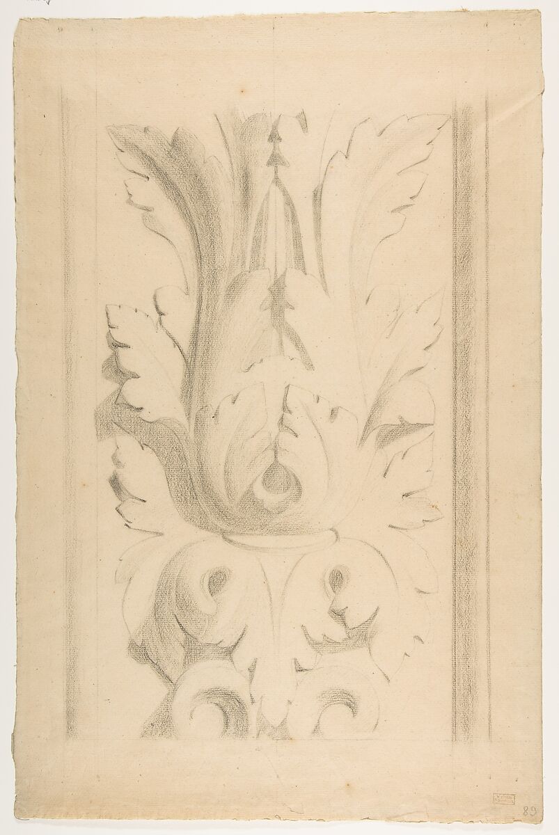 Architectural Motif:  Double Acanthus Fleuron, Georges Seurat (French, Paris 1859–1891 Paris), Black chalk 