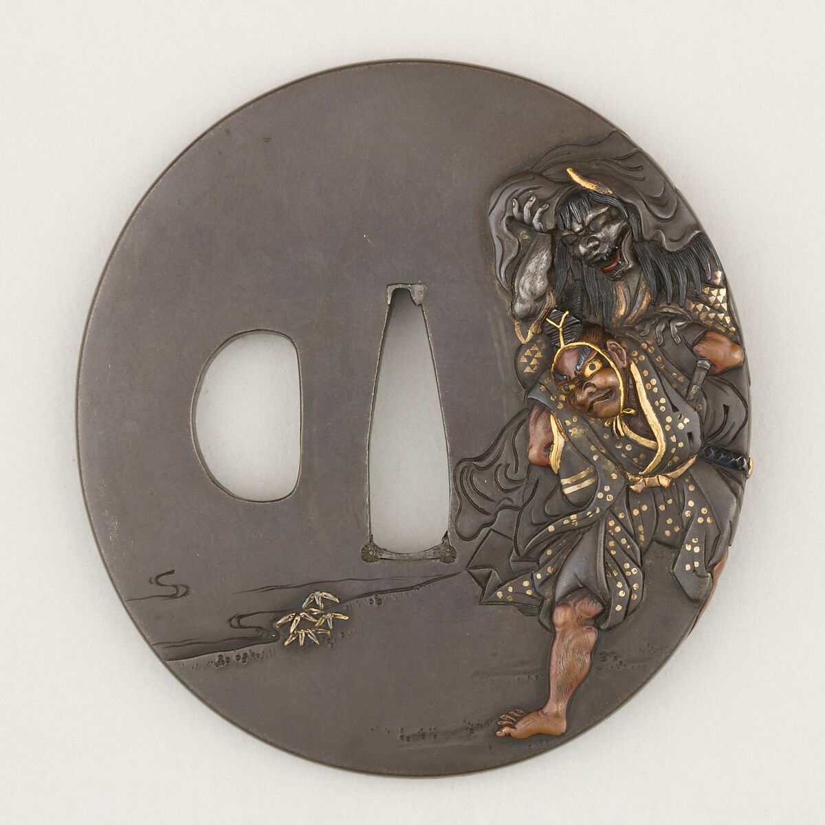 Sword Guard (<i>Tsuba</i>), Copper-silver alloy (shibuichi), copper-gold alloy (shakudō), copper, gold, silver, Japanese