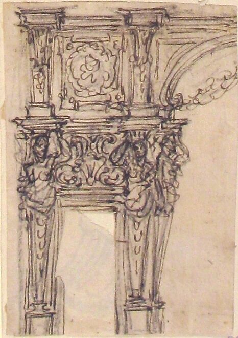 Design for a Proscenium or Monumental Alcove, Giovanni Battista Foggini (Italian, Florence 1652–1725 Florence), Pen and dark brown ink, over black chalk