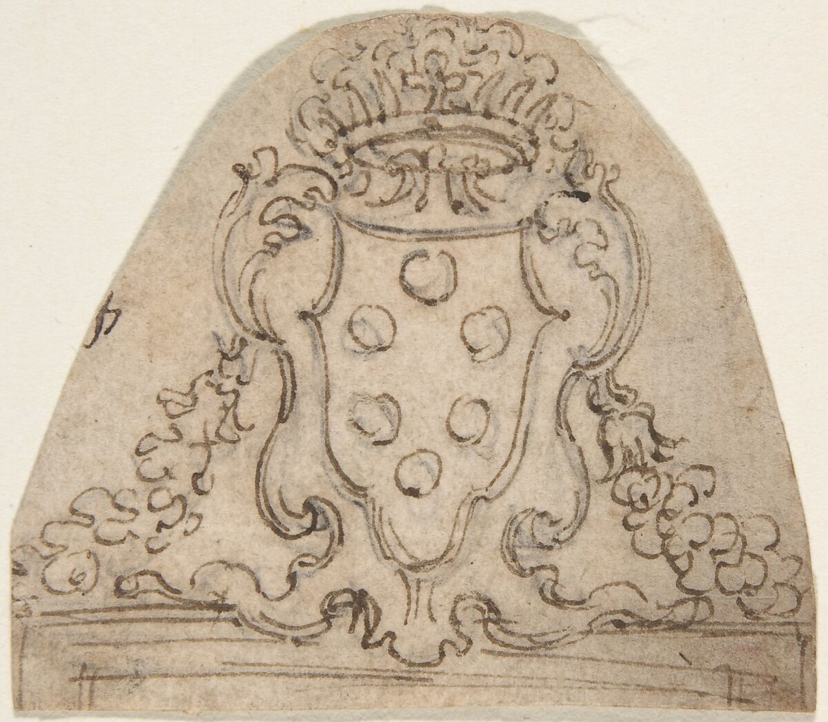 Medici Coat of Arms on top of a Window of Door Frame, Giovanni Battista Foggini (Italian, Florence 1652–1725 Florence), Pen and brown ink, over traces of black chalk 