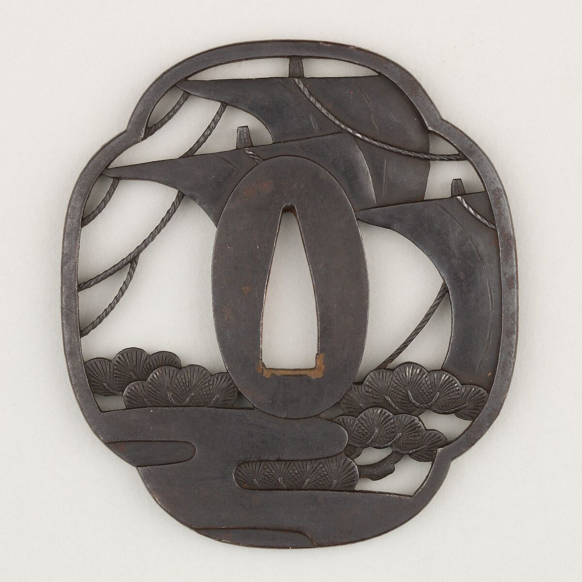Sword Guard (Tsuba), Iron, copper, Japanese