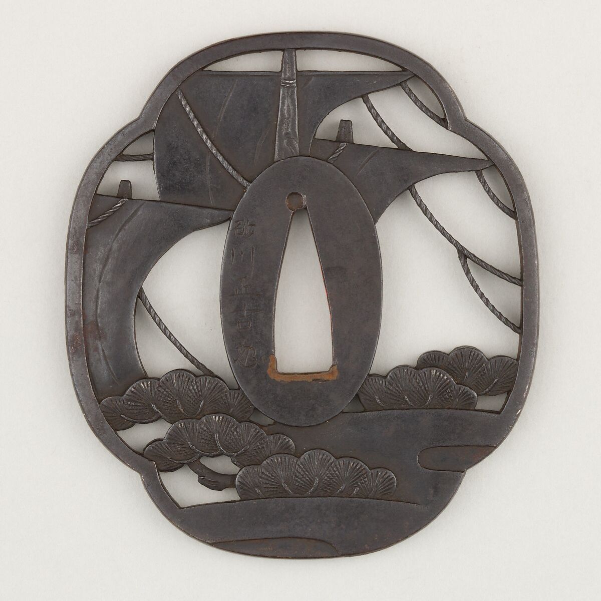 Sword Guard (Tsuba), Iron, copper, Japanese 