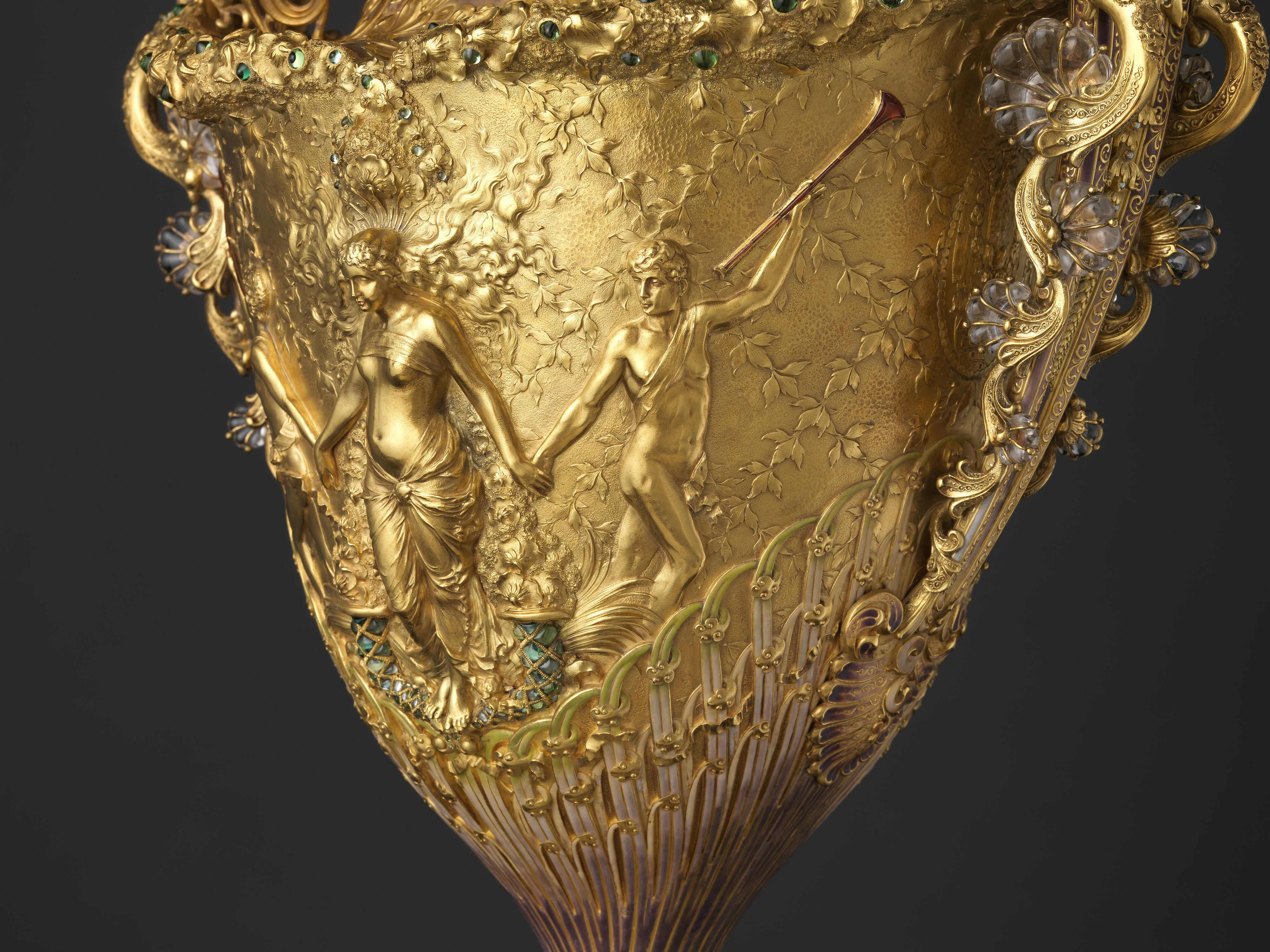 The Adams Vase, Designed by Paulding Farnham (1859–1927), Gold, amethysts, spessartites, tourmalines, fresh water pearls, quartzes, rock crystal, and enamel, American