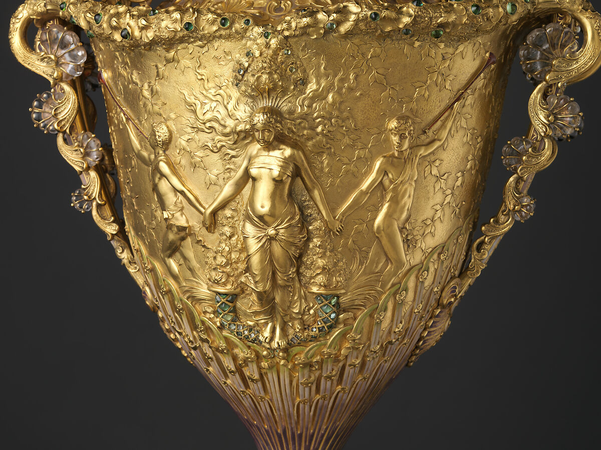 The Adams Vase, Designed by Paulding Farnham (1859–1927), Gold, amethysts, spessartites, tourmalines, fresh water pearls, quartzes, rock crystal, and enamel, American