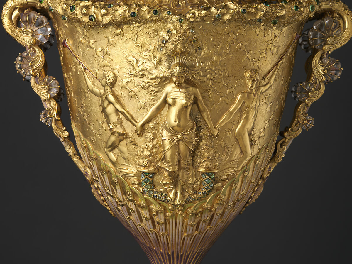 The Adams Vase, Designed by Paulding Farnham (1859–1927), Gold, amethysts, spessartites, tourmalines, fresh water pearls, quartzes, rock crystal, and enamel, American