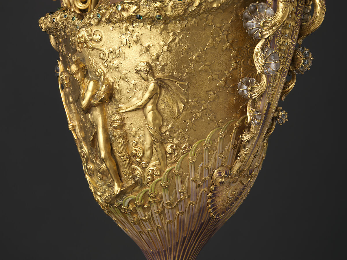 The Adams Vase, Designed by Paulding Farnham (1859–1927), Gold, amethysts, spessartites, tourmalines, fresh water pearls, quartzes, rock crystal, and enamel, American