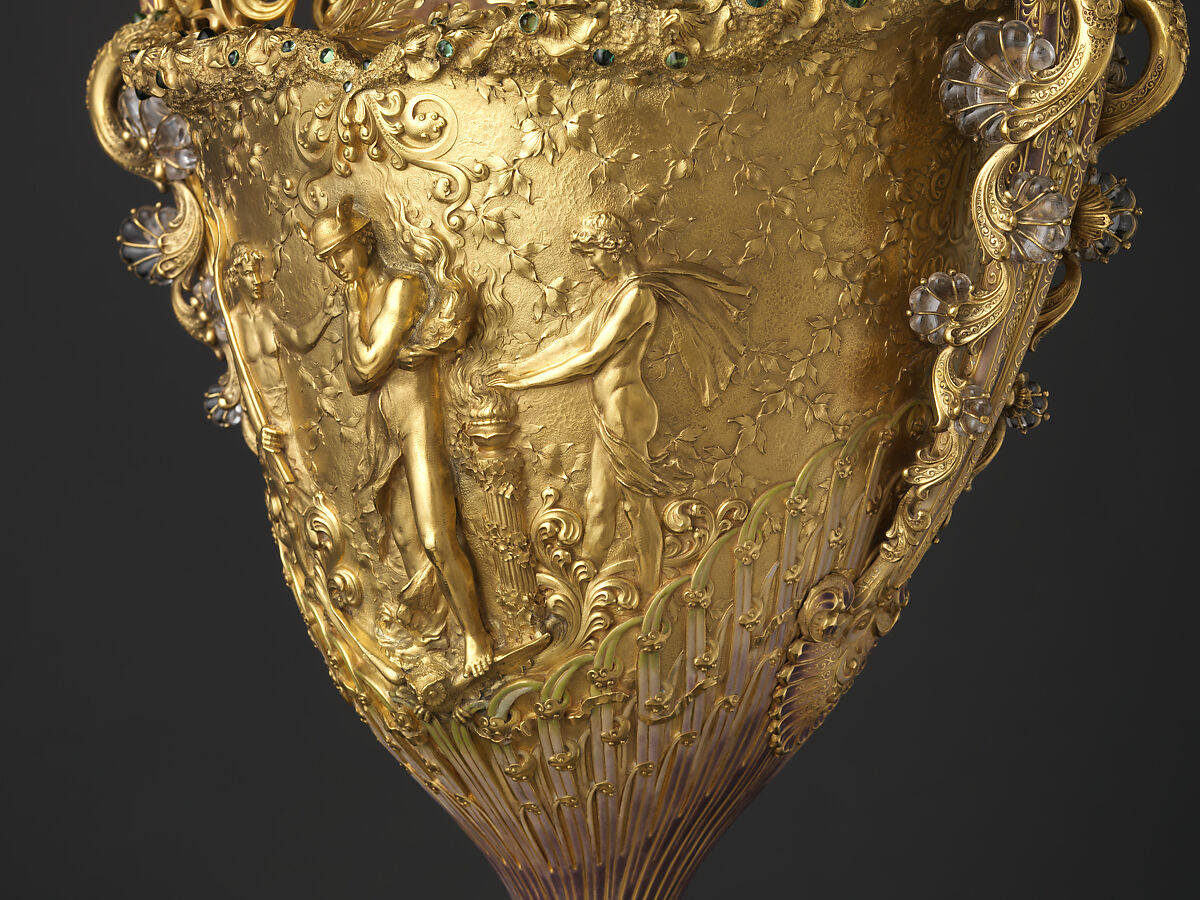 The Adams Vase, Designed by Paulding Farnham (1859–1927), Gold, amethysts, spessartites, tourmalines, fresh water pearls, quartzes, rock crystal, and enamel, American