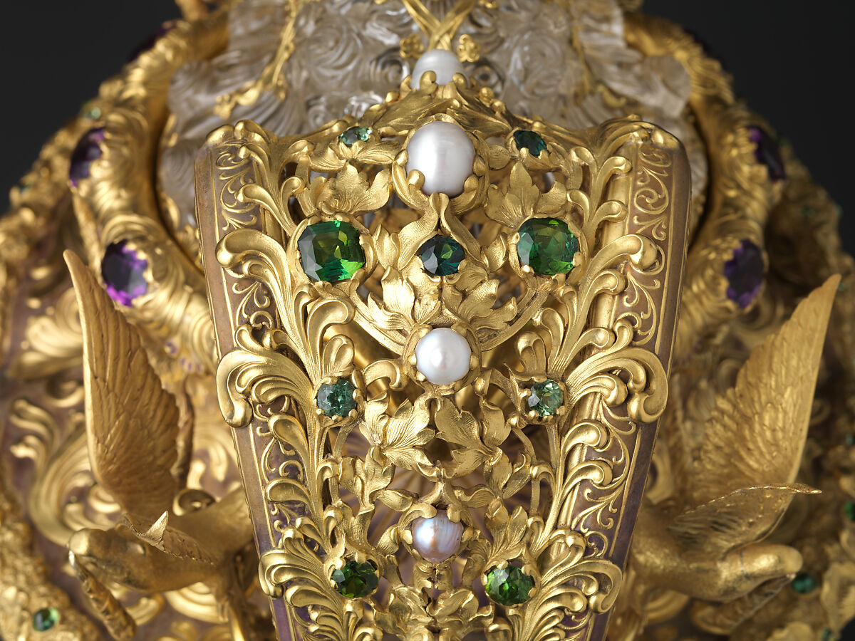 The Adams Vase, Designed by Paulding Farnham (1859–1927), Gold, amethysts, spessartites, tourmalines, fresh water pearls, quartzes, rock crystal, and enamel, American