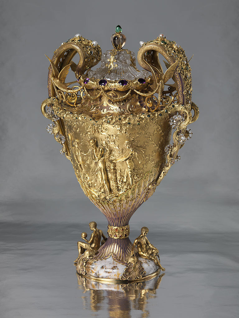 The Adams Vase, Designed by Paulding Farnham (1859–1927), Gold, amethysts, spessartites, tourmalines, fresh water pearls, quartzes, rock crystal, and enamel, American