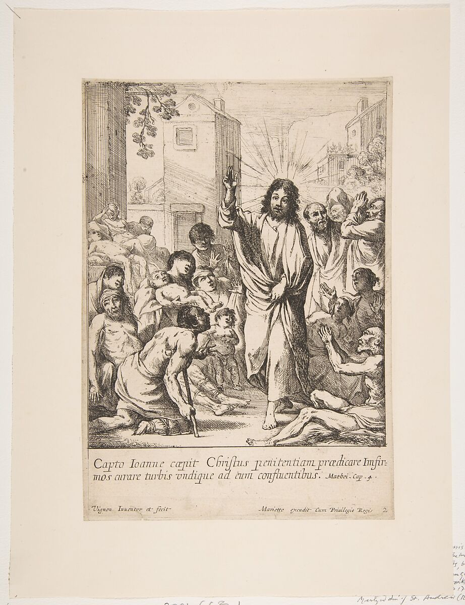 Healing the Infirm (Jésus-Christ guérit plusieurs malades en Galilée), Claude Vignon (French, Tours 1593–1670 Paris), Etching 