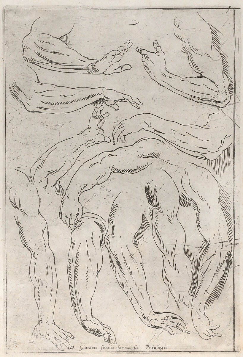 'Regole per Imparar a Disegnar i corpi humani ... Giacomo Palma' Libro Primo (title page and 7 plates), bound together with Libro Secondo (title page and 11 plates), Jacopo Palma the Younger (Italian, Venice ca. 1548–1628 Venice), Etching