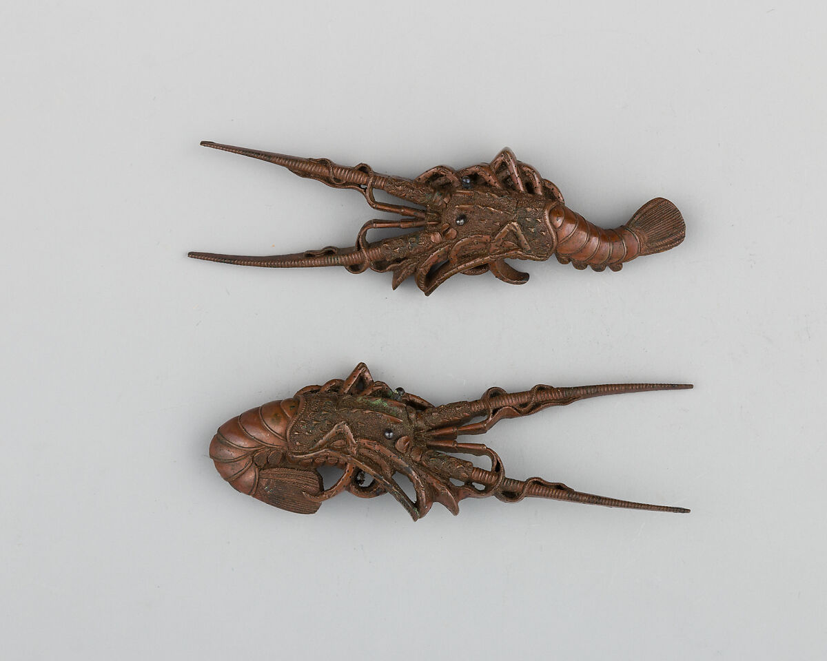 Pair of Sword-Grip Ornaments (Menuki), Copper, copper-gold alloy (shakudō), Japanese 