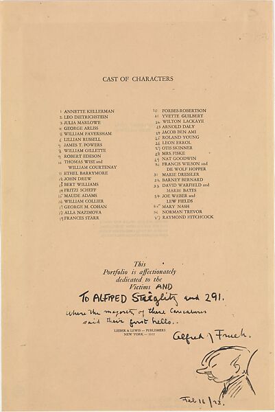 Stage Folks; A Book of Caricatures, Alfred J. Frueh (American, Lima, Ohio 1880–1968 Sharon, Connecticut), Linoleum cut