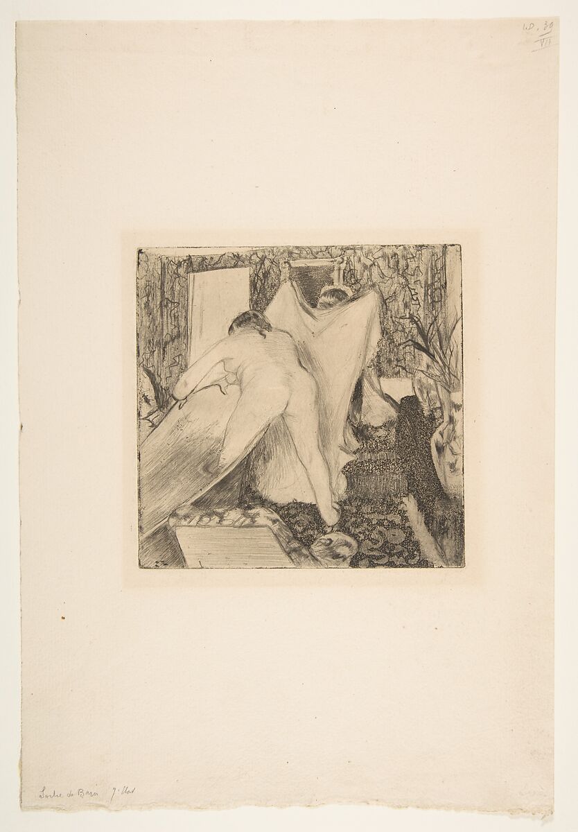 Leaving the Bath, Edgar Degas (French, Paris 1834–1917 Paris), Drypoint and aquatint on laid paper; twelfth state of twenty-two, or more states