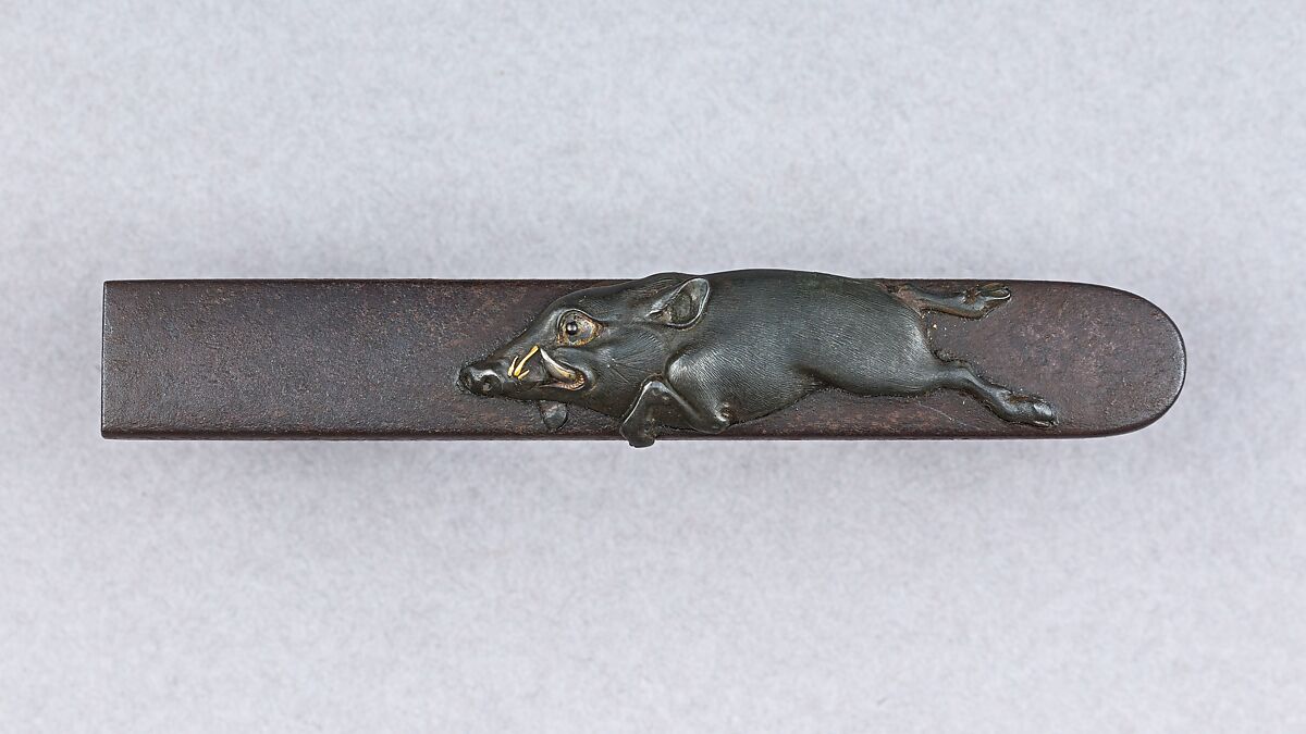Knife Handle (Kozuka), Iron, copper-silver alloy (shibuichi), copper-gold alloy (shakudō), gold, silver, Japanese 