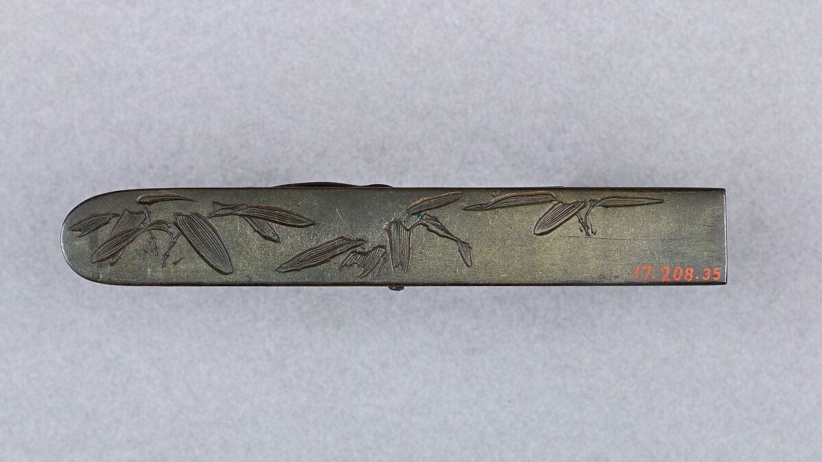 Knife Handle (Kozuka), Iron, copper-silver alloy (shibuichi), copper-gold alloy (shakudō), gold, silver, Japanese