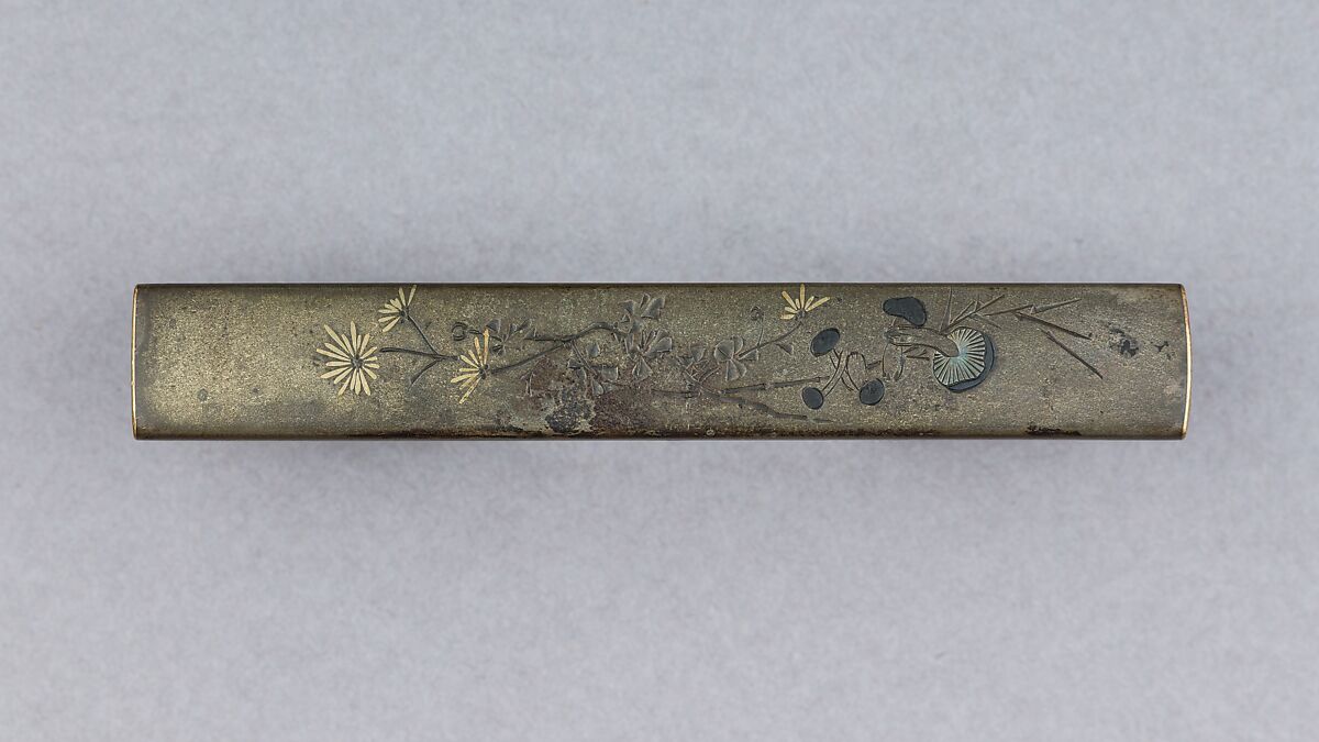 Knife Handle (Kozuka), Copper-silver alloy (shibuichi), Japanese 