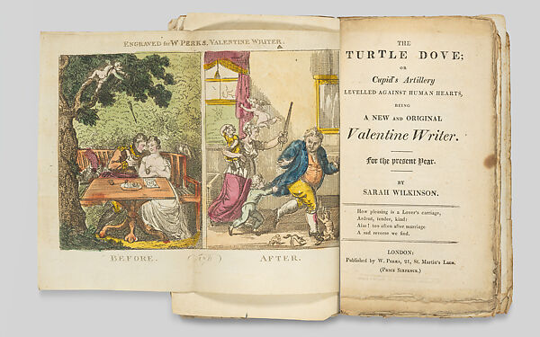 The Turtle Dove or Cupid's Artillery, etc., Being a New and Original Valentine Writer for the Present Year, Sarah Scudgell Wilkinson (British, 1779–1831), Illustrations: etching, hand colored 