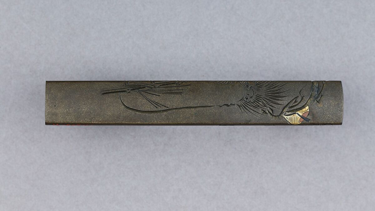 Knife Handle (Kozuka), Copper-silver alloy (shibuichi), copper, gold, Japanese 