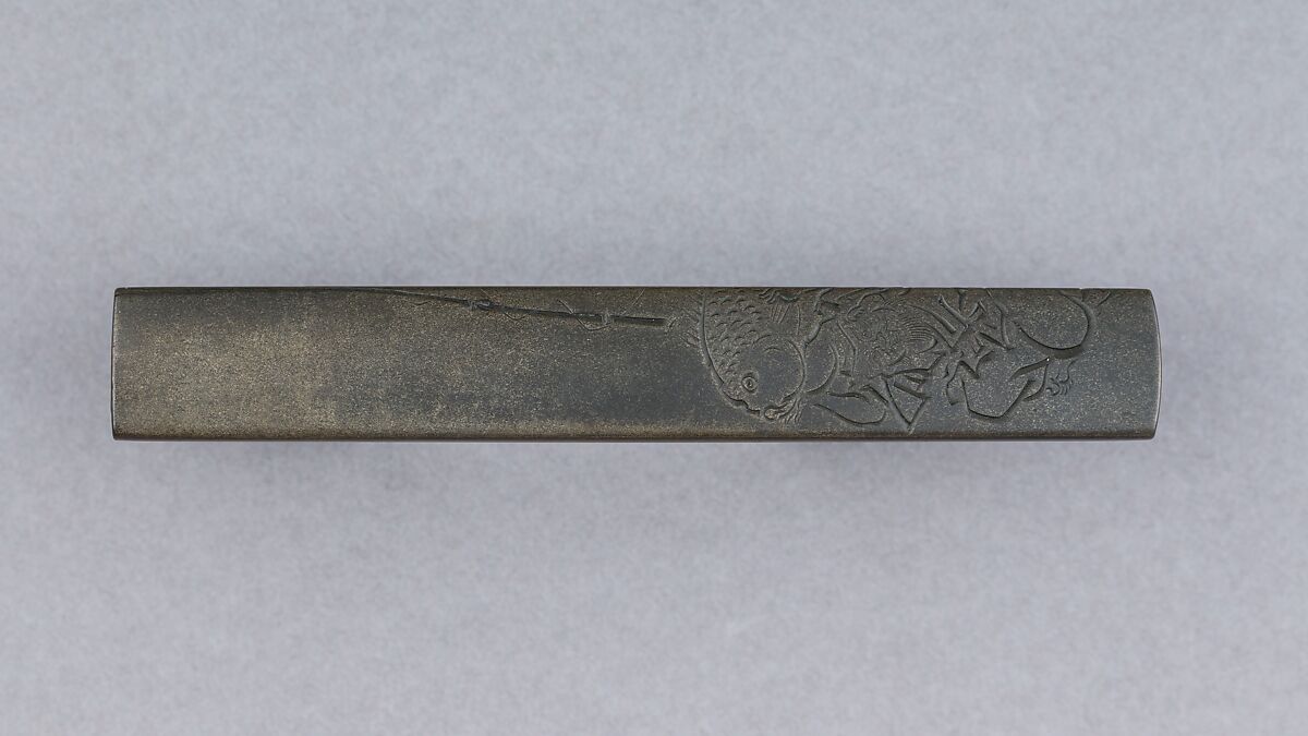 Knife Handle (Kozuka), Copper-silver alloy (shibuichi), Japanese 