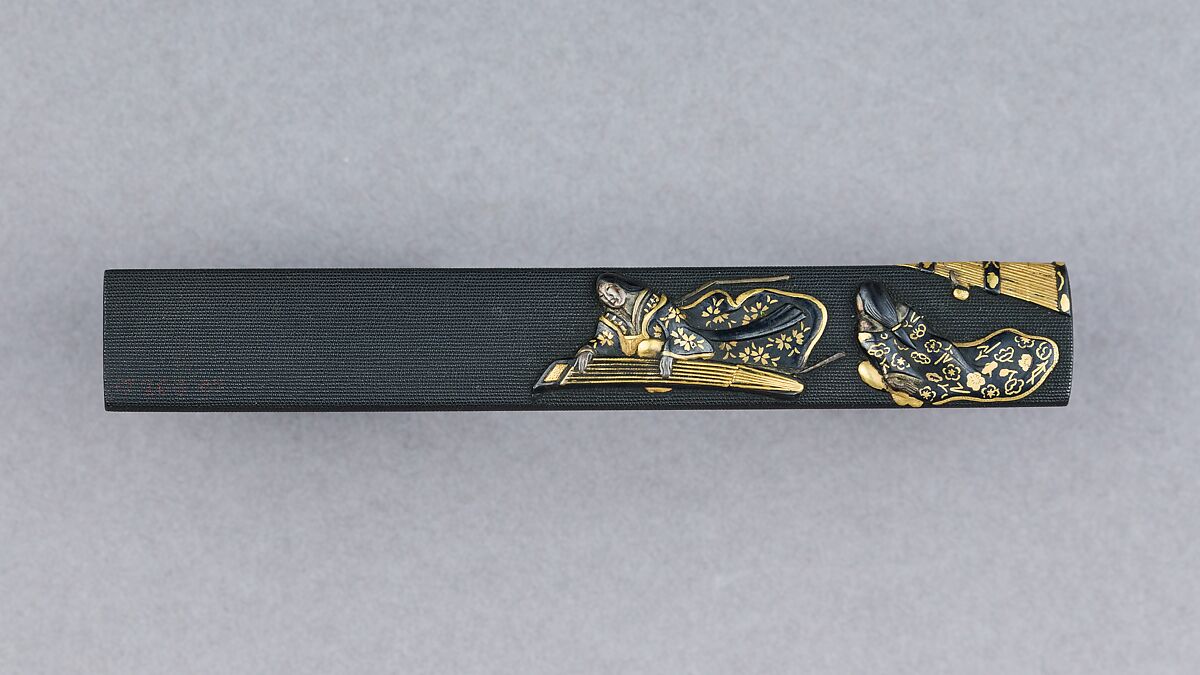 Knife Handle (Kozuka), Copper-gold alloy (shakudō), gold, silver, Japanese 