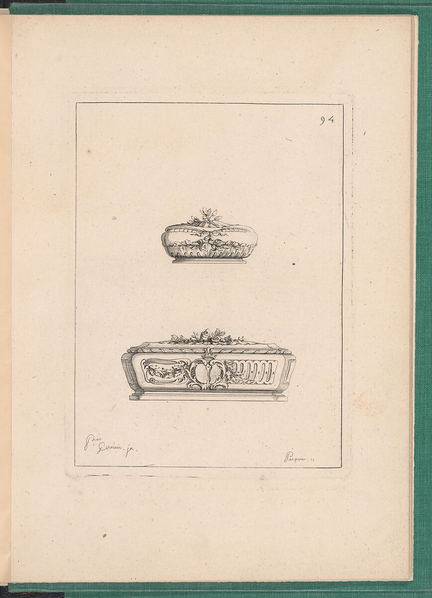 Elements d'Orfevrerie Divisés en deux Parties de Cinquante Feuilles, Pierre Germain (French, Villeneuve-lès-Avignon 1703–1783 Paris), Etching