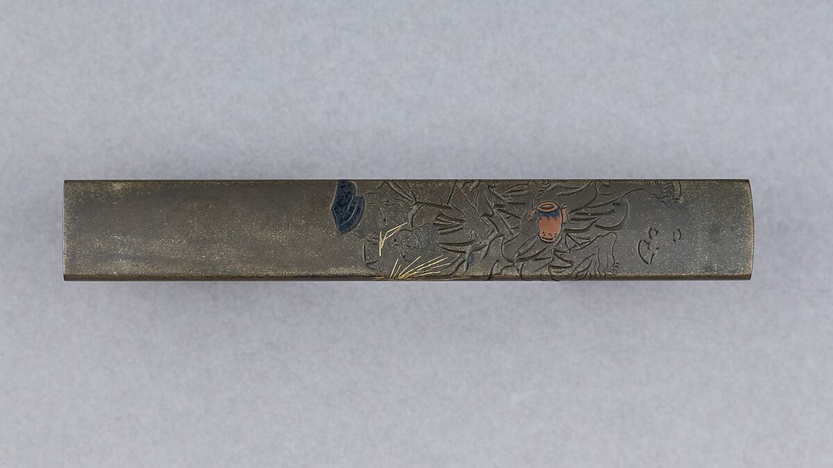Knife Handle (Kozuka), Copper-silver alloy (shibuichi), copper-gold alloy (shakudō), gold, copper, Japanese 