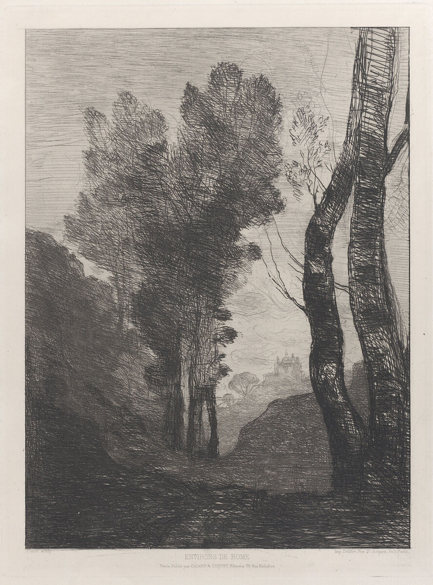 Environs de Rome, Camille Corot (French, Paris 1796–1875 Paris), Etching; between second and third state of three 