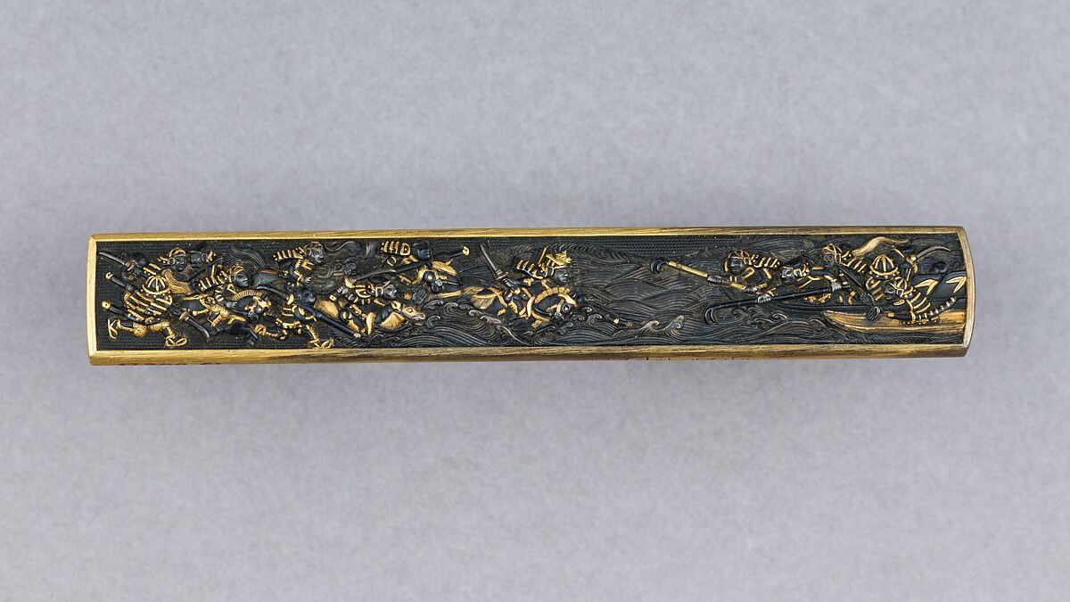 Knife Handle (Kozuka), Copper-gold alloy (shakudō), copper-silver alloy (shibuichi), gold, silver, Japanese 