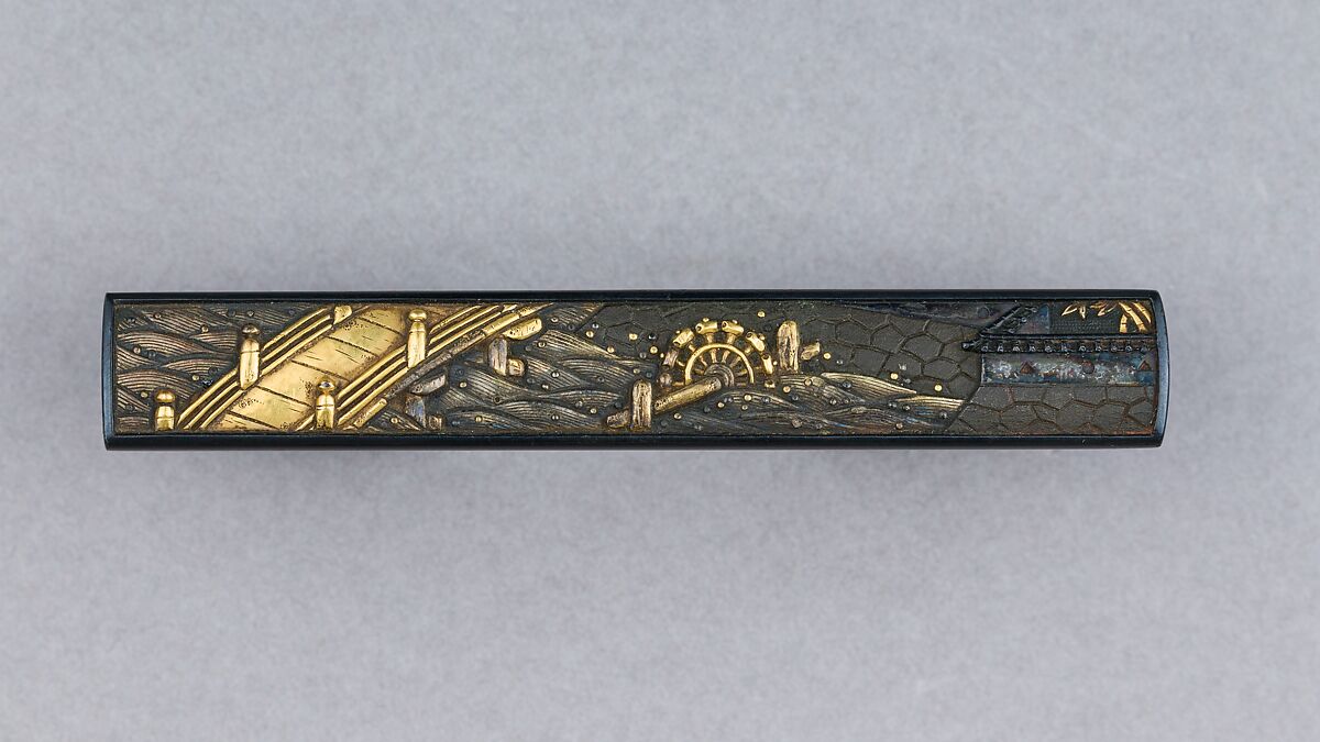 Knife Handle (Kozuka), Copper-gold alloy (shakudō), gold, silver, brass, iron, copper-silver alloy (shibuichi), Japanese 