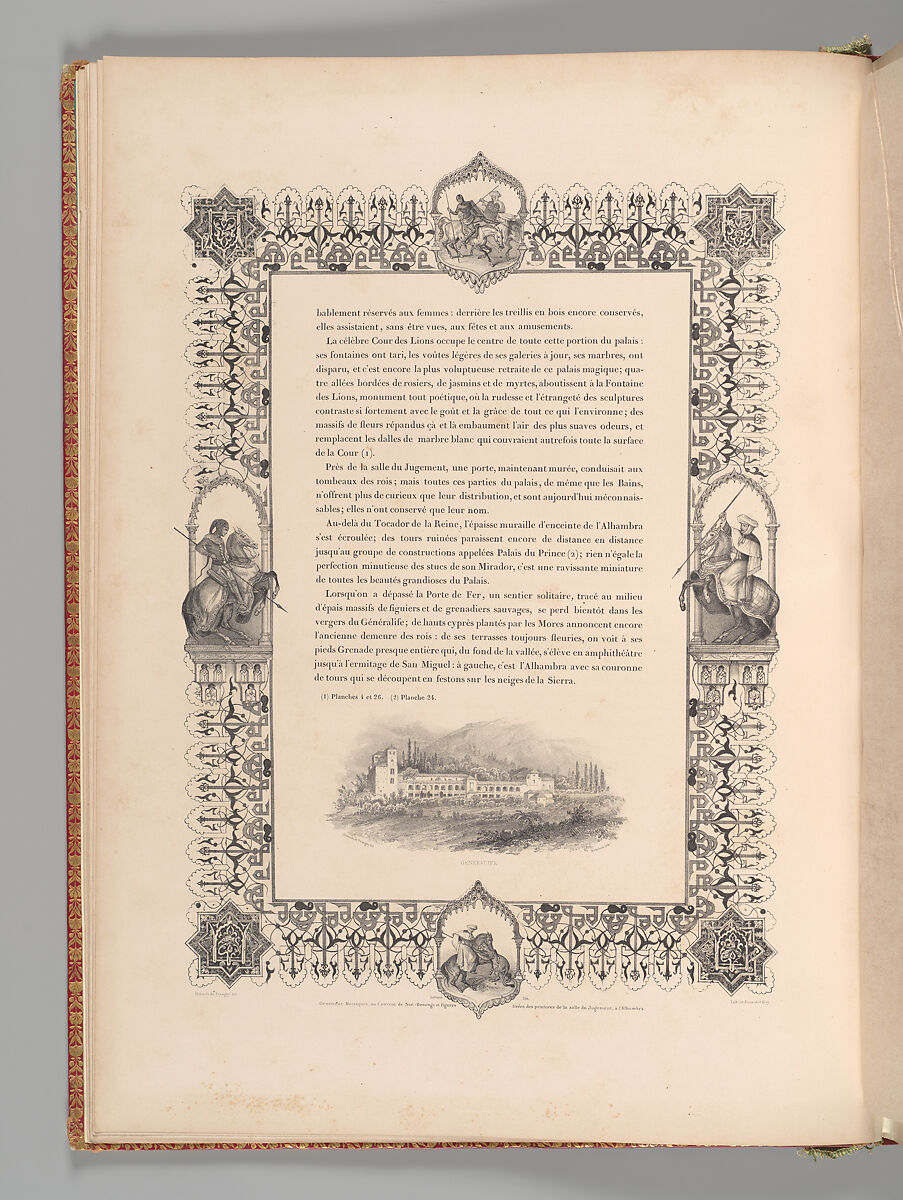 Mosquée de Cordoue and La Giralda et l'Alcazar de Séville, Joseph-Philibert Girault de Prangey (French, 1804–1892), Color lithographs