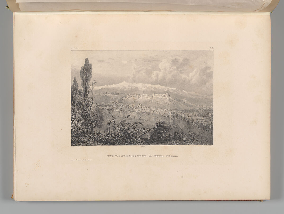 Mosquée de Cordoue and La Giralda et l'Alcazar de Séville, Joseph-Philibert Girault de Prangey (French, 1804–1892), Color lithographs